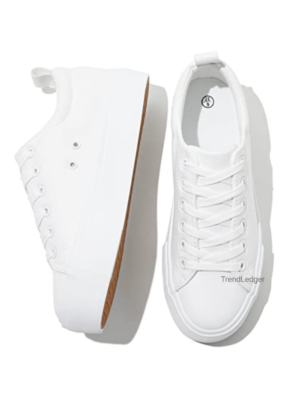 SERNIAL Womens PU Leather Platform Sneakers Lace-Up Casual Shoes